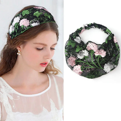 Women's Korean Style Floral Pattern Lace Material Hair Band Hair Accessories for Gift