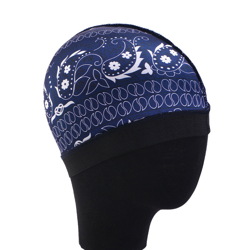 Cross-Border Hat with Cashew Flower Print, Elastic Round Hat, Faux Silk Wig Cap, Hair Loss Protection Cap Jdu-20E