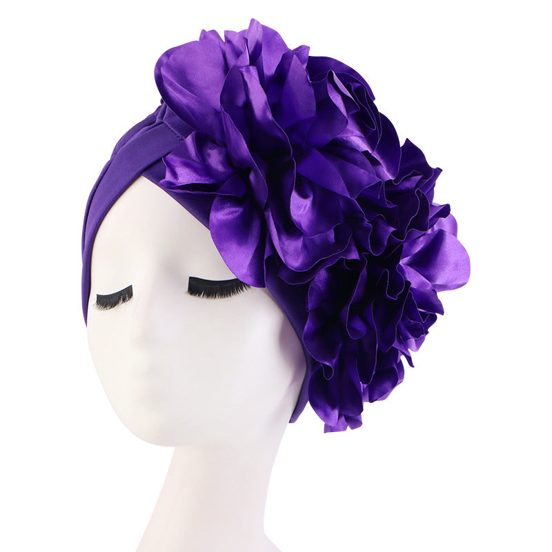 Ethnic style oversized flower headscarf hat African style toe cap wedding party hat JDT-12D