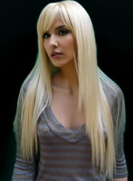New Arrival Long Silky Straight Bleach Blonde Real Synthetic Hair 28 Inches Wig
