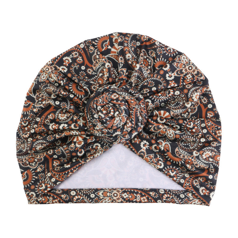 New Bohemian style snail plate flower headscarf hat, toe cap, printed clothing hat JDT-342F