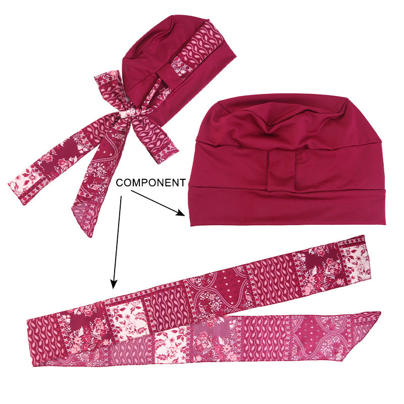 New European and American printed wide edge ribbon headband hat for outdoor tourism, beach headscarf, cross-border hat JDT-531