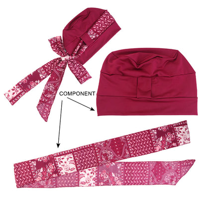 New European and American printed wide edge ribbon headband hat for outdoor tourism, beach headscarf, cross-border hat JDT-531