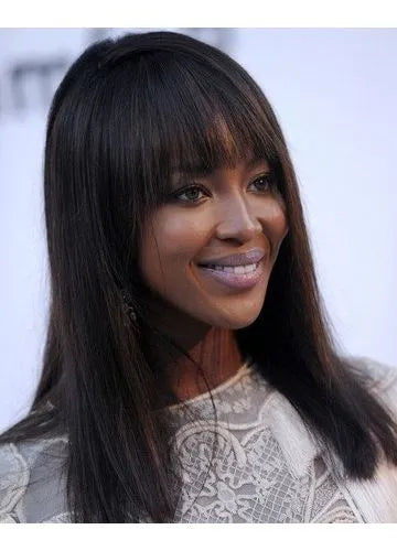 Classic Super Smooth Straight Black Hand Tied 100% Human Hair 16 Inches Wig