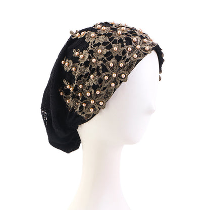 Cross-Border Sequined Beaded Hui Ethnic Hat Turban Hat Hair Care Headscarf Hat Jdt-501A