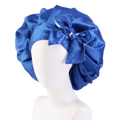 Custom Printed Logo Satin Sleep Cap with Ribbon, Professional Beauty and Makeup Cap, Source Factory Jdb-301N