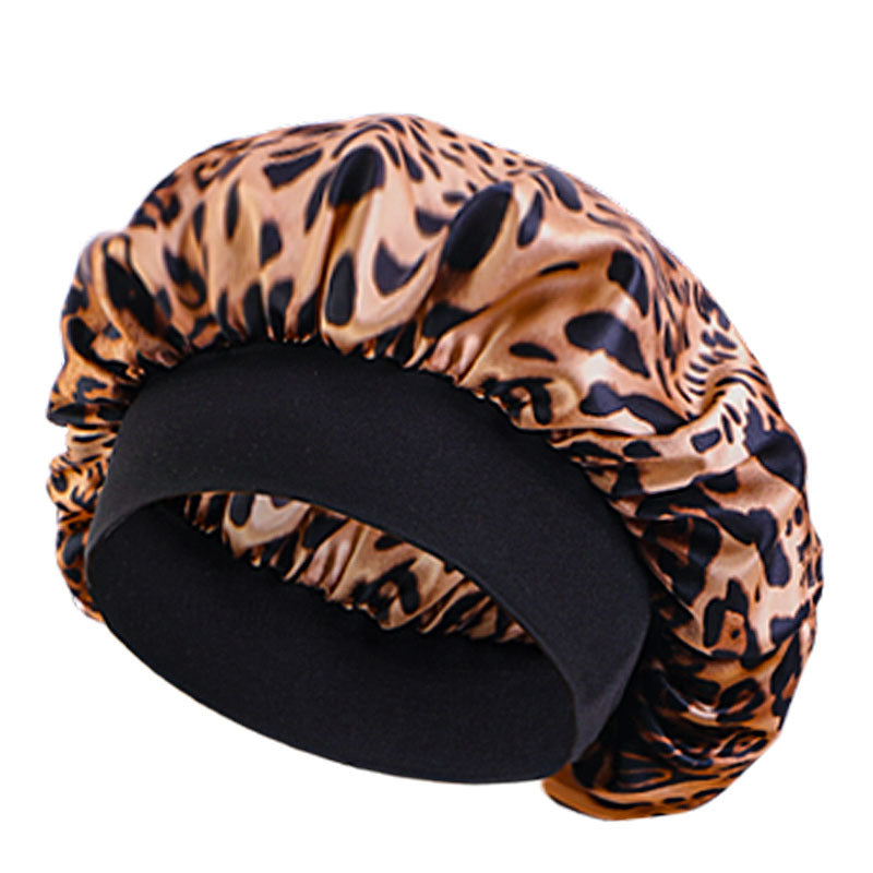 Amoeba wide-brimmed elastic hair band nightcap satin round CAP Beauty hair cap shower cap satin bonnet
