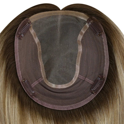 Large Base Hair Topper Virgin Real Hair Topper Balayage ColorWigs Hair PieceWigs Hair Piece