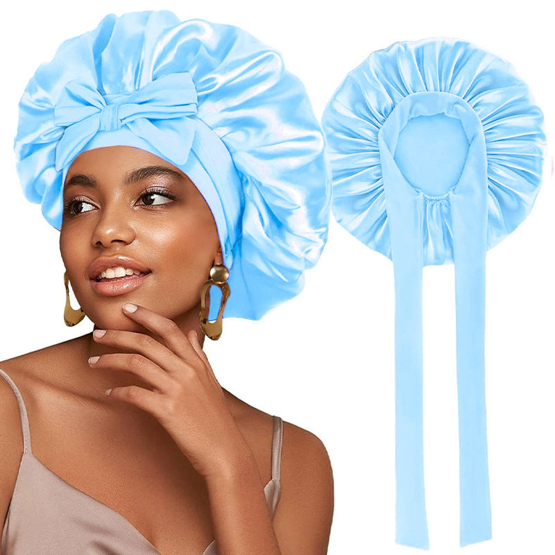 Logo Customized Satin Elastic Ribbon Nightcap Turban Hat Clothing Hat Beauty Chemotherapy Hat Jdb-301L