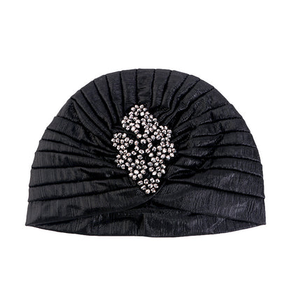 Cross-border Golden Diamond Retro Pleated Hood Bronzing Indian Hat Cloth Hat JDT-413C