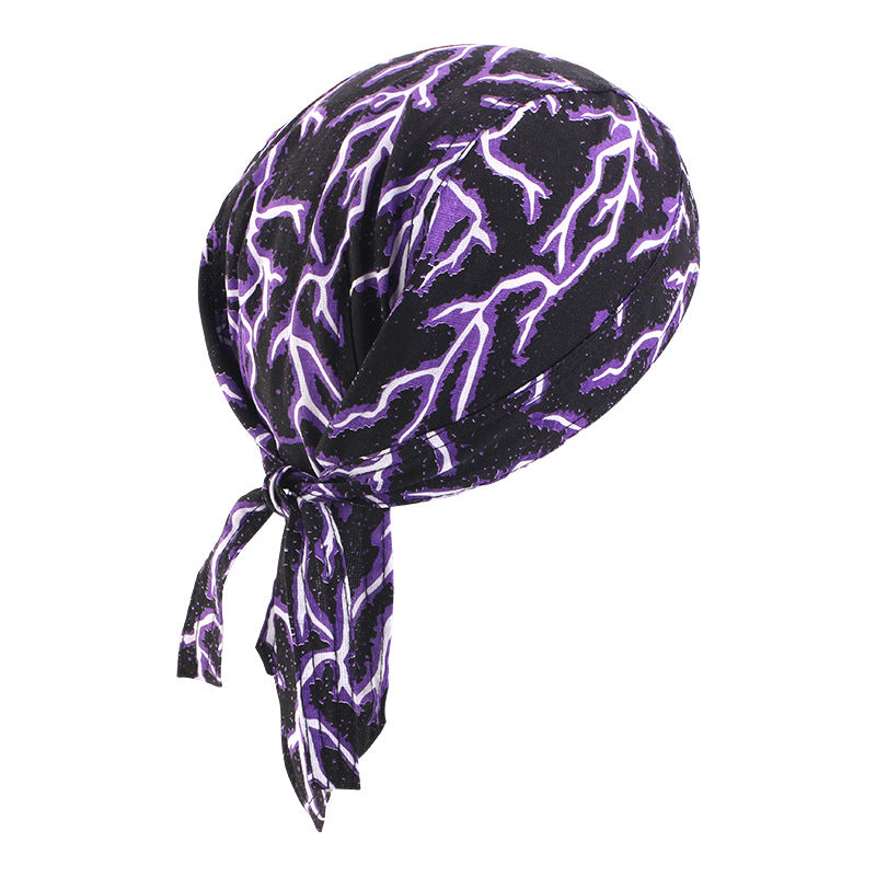 New Flame Print Pirate Hat for Men and Women, Hip-Hop Street Dance Ribbon Headwrap, Cycling Hat Jdd-09E