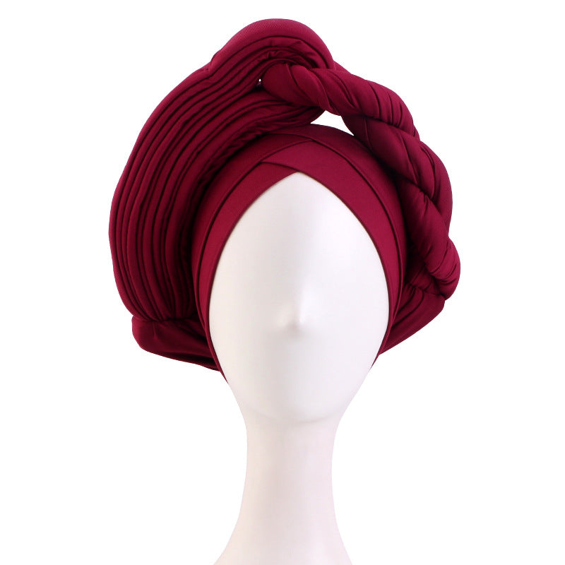 Cross-Border New African Stereo Sponge Twist Hat Turban Hat Cross Ethnic Hat Baotou Hat Jdt-497A