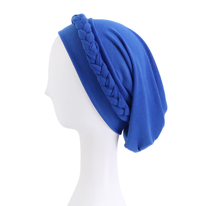Amazon European and American Pure Color Elastic Ethnic Style Baotou Hat Twist Braid Chemotherapy Cap Confinement Cap Jdt-429C