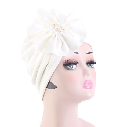 Cross-Border Floral Headscarf Hat, African Hat with Pearl and Rhinestone Accessories, Church Wedding Hat Jdt-479A