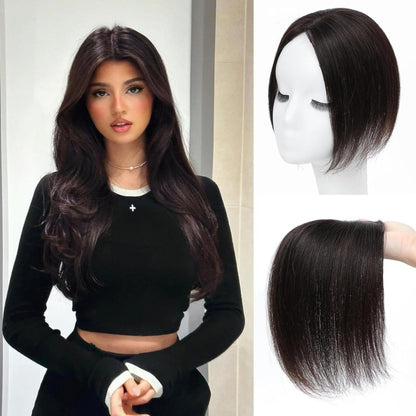 Hair Toppers for Women Real Human Hair, Bangs Hair Clip 360° 3D Cover Human Hair Topper with Bangs