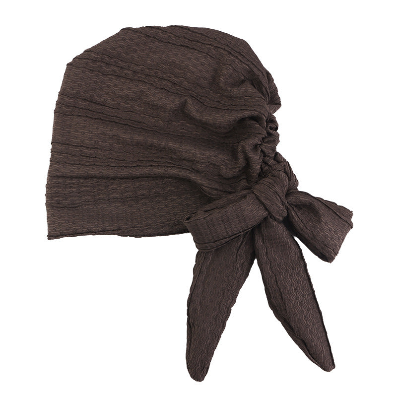Cross-Border Supply Pleated Style Ribbon Headscarf Hat, Head Wrap Hat, Hair Care Band Hat, Chemotherapy Hat Jdt-31D