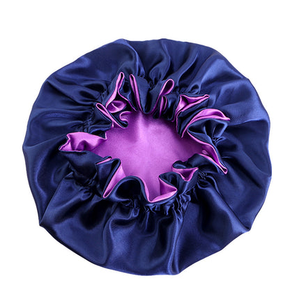 Auricularie Edge Color Solid Color Double Layer Nightcap Contrast Color Tapis Hat Silk Beauty Care Cap JDB-443A-2