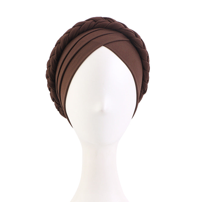 Amazon Source Solid Color Turban Hat, Braided Chemotherapy Hat, Postpartum Hat, Headscarf Hat Jdt-429L