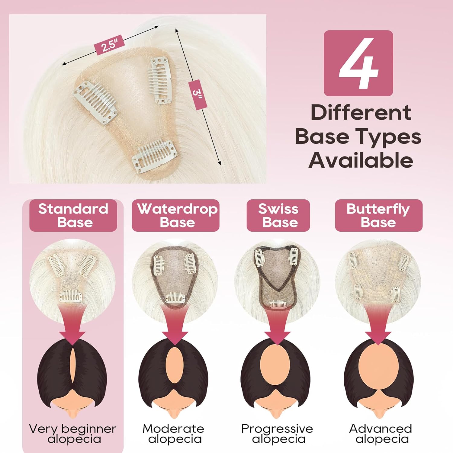 Real Human Hair Topper10 inch Women for Thinning Hair Swiss Base  Hairpiece