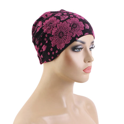 New Cross-Border Style Shiny Breathable Base Cap, Headscarf Hat, Turban Hat, Printed Hat Jdt-525