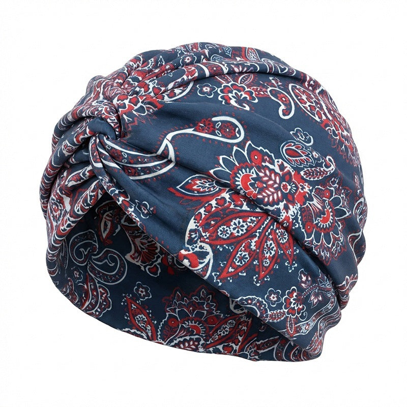 Cross-Border New Style Printed Cross-Twist Hat, Women's Elastic Turban Hat, Indian Hat Jdt-163I