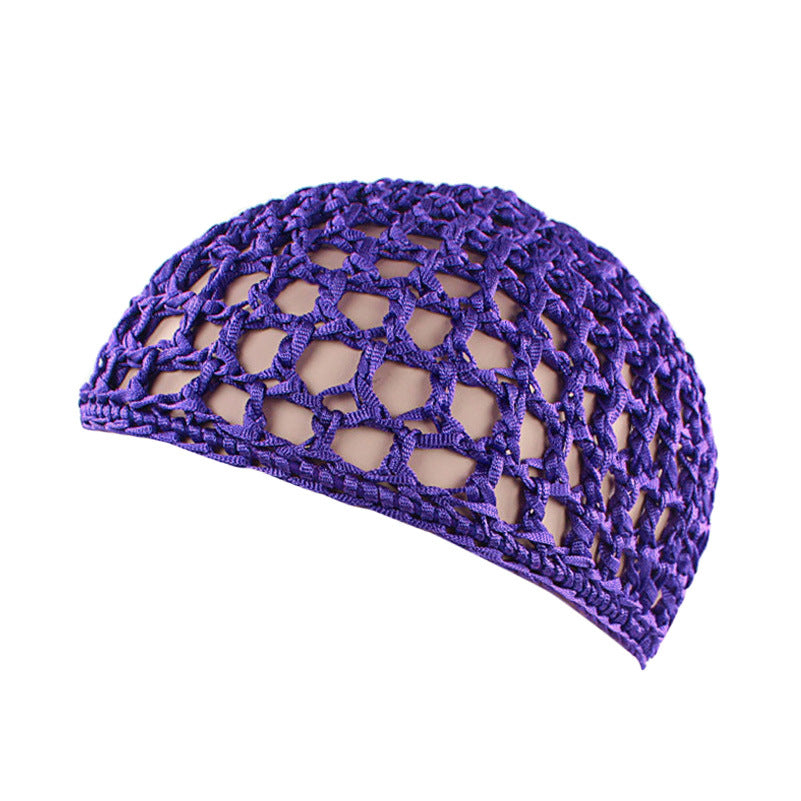 Solid Color Hand Crocheted Hair Care Mesh Hair Cover Headgear Nightcap Breathable FW-11