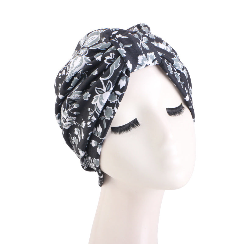 Cross border amoeboid printed knotted cap, double-layer color Ding lining, head covering cap, headscarf cap, chemotherapy cap TJM-410
