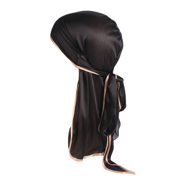 Imitation Silk Edge Long Tail Pirate Hat Hip-Hop Cloak Towel Hat Toe Hat silky durag