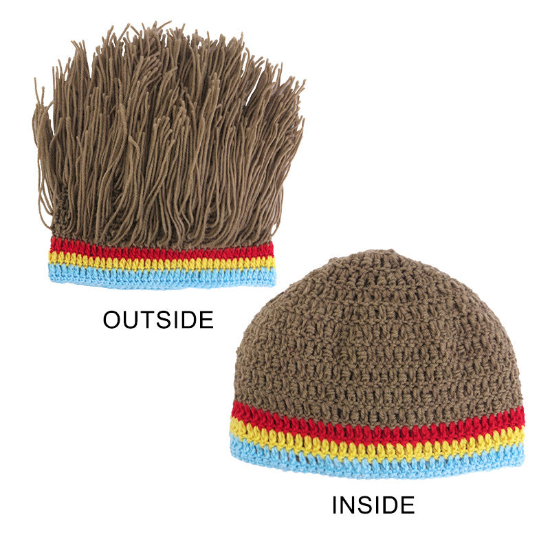 Cross-Border New Style Hand-Knitted Woolen Hat, Wig Hat, Pullover Hat, Funny Hat for Events and Gatherings Jdu-144