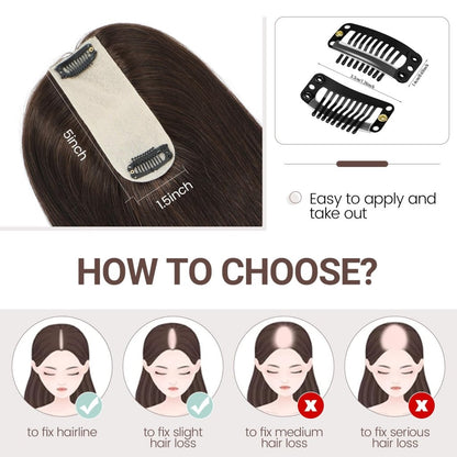 Hair Toppers for Women Real Human Hair 16 Inch for Thinning Hair