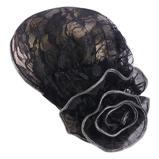 New Breathable Shiny Lace Large Flower Headscarf Hat Versatile Retro Fashion Hat Tjm-202