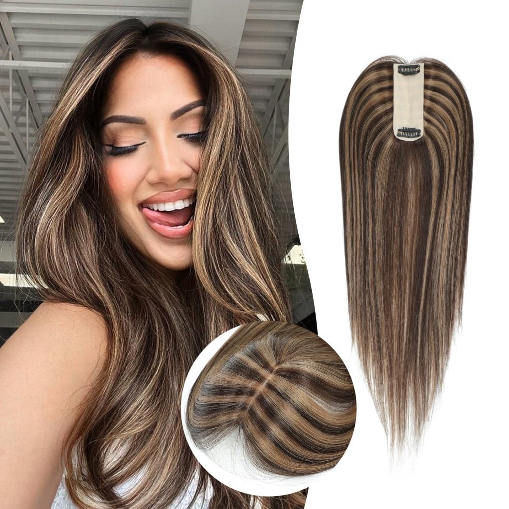 Hair Toppers for Women Real Human Hair 16 Inch for Thinning Hair