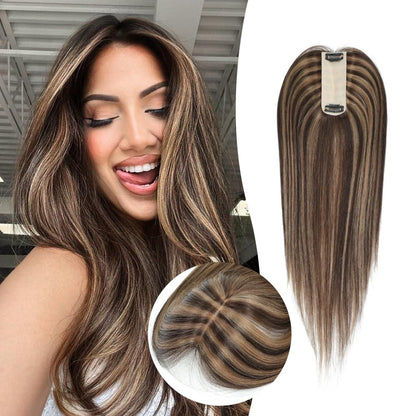 Hair Toppers for Women Real Human Hair 16 Inch for Thinning Hair