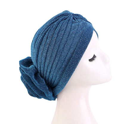 Cross-border new bright silk big flower headscarf hat ethnic style toe cap retro fashion hat TJM-322