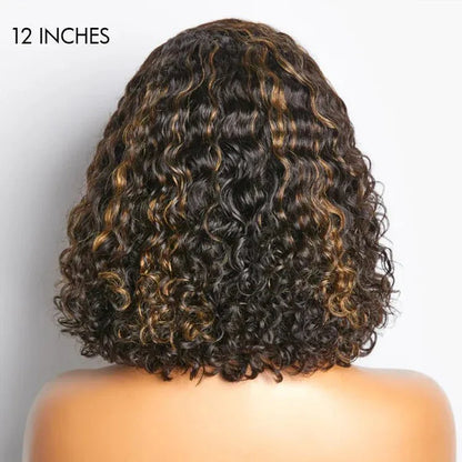 Lässige blonde Highlights lockige Spitzenperücken