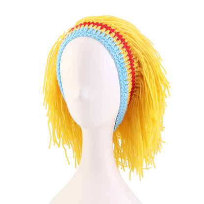 Cross-Border New Style Hand-Knitted Woolen Hat, Wig Hat, Pullover Hat, Funny Hat for Events and Gatherings Jdu-144