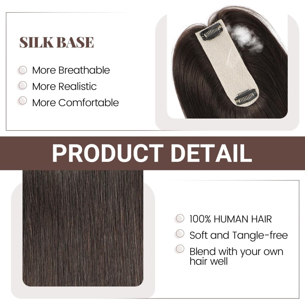Hair Toppers for Women Real Human Hair 16 Inch for Thinning Hair