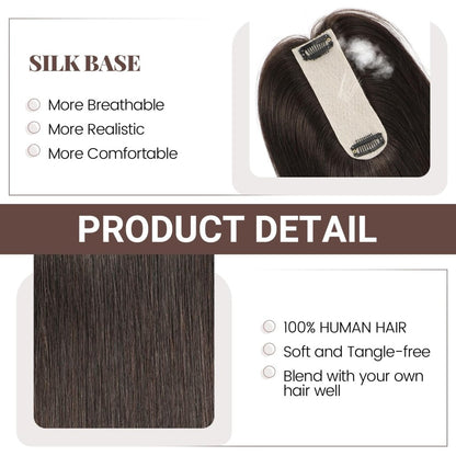 Hair Toppers for Women Real Human Hair 16 Inch for Thinning Hair
