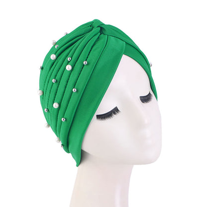 Amazon Solid Color Stretch Hood Headscarf Hat Starry Beads India Yoga Hat Chemotherapy Hat TJM-49