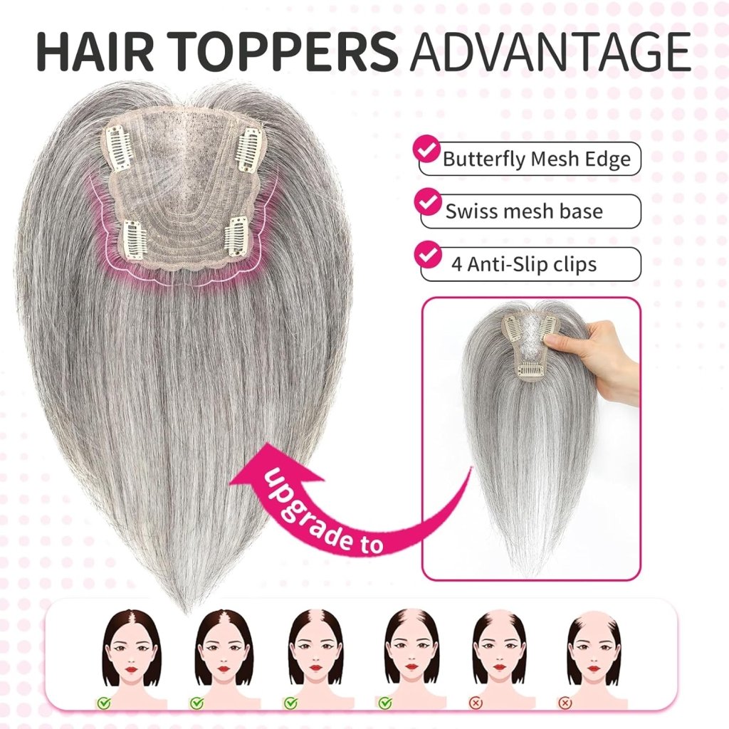 Hair Toppers wigs for Women Real Human Hair with Thinning Hair Lace Base Hair Pieces