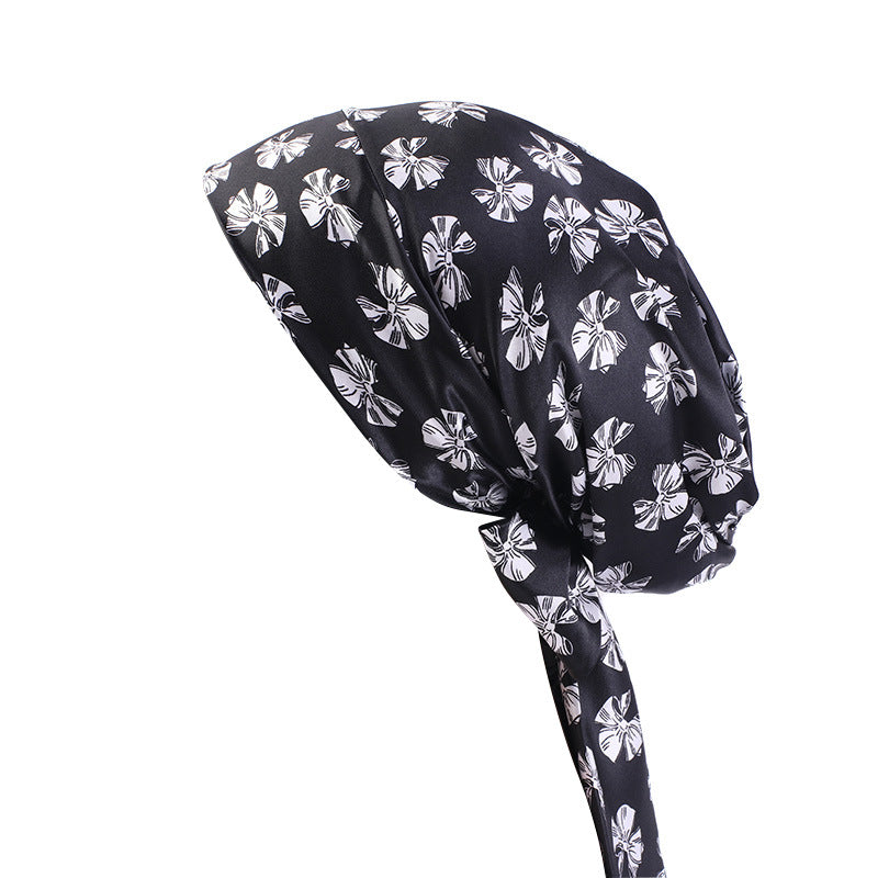Cross-border source satin printed turban women's bandage turban hat pastoral style streamer braid hat TJM-226