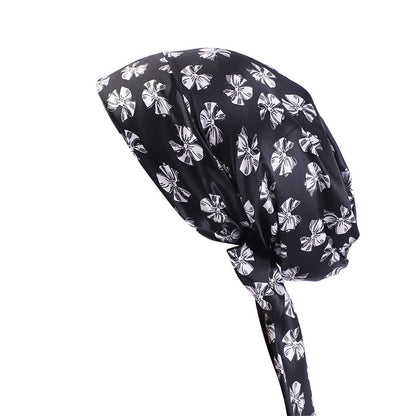 Cross-border source satin printed turban women's bandage turban hat pastoral style streamer braid hat TJM-226