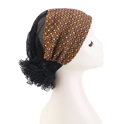 Cross border new hollow breathable disc flower headscarf cap, toe cap, hair care cap JDT-526