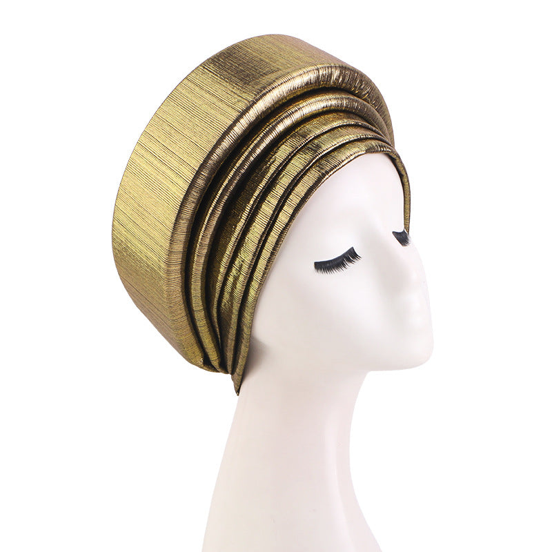 Cross-Border Sourcing Headscarf Hat, Multi-Layered Three-Dimensional Sponge Gold-Stamped Headscarf Hat, Ethnic Style Clothing Hat Jdt-514