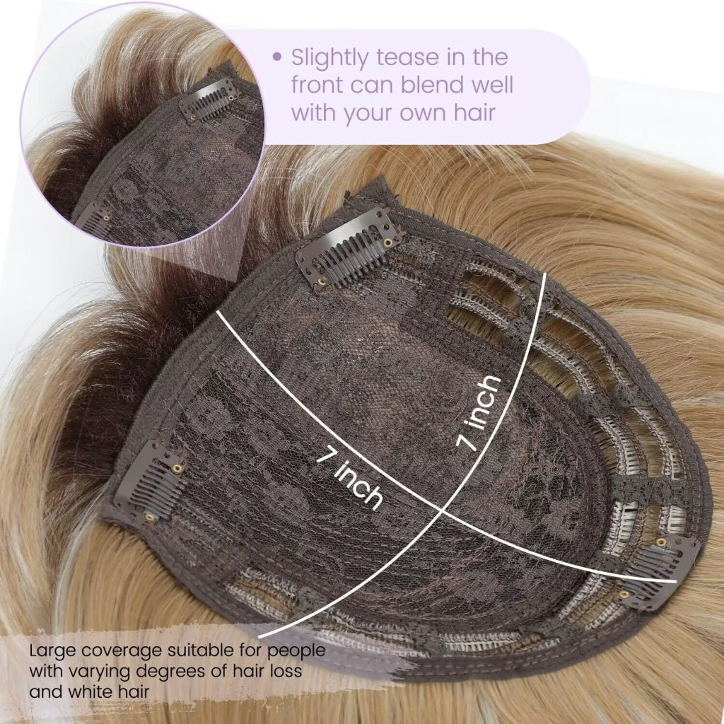 Human Hair Pieces Short Bob Hair Toppers with Bangs Side Part Hair