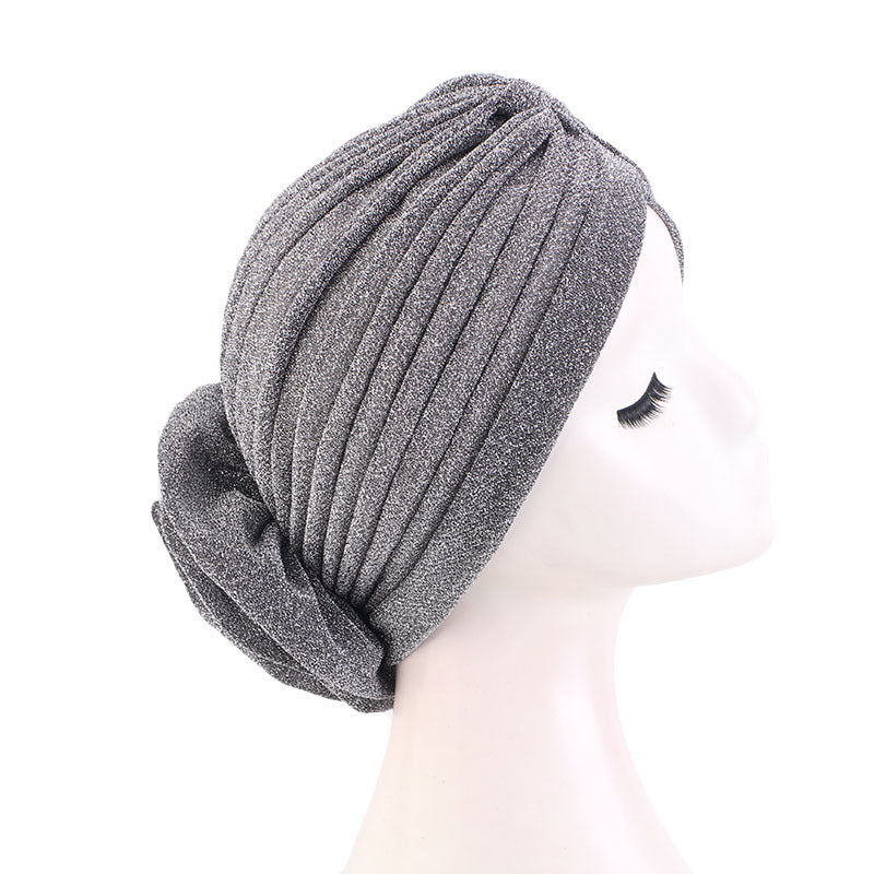 Cross-border new bright silk big flower headscarf hat ethnic style toe cap retro fashion hat TJM-322
