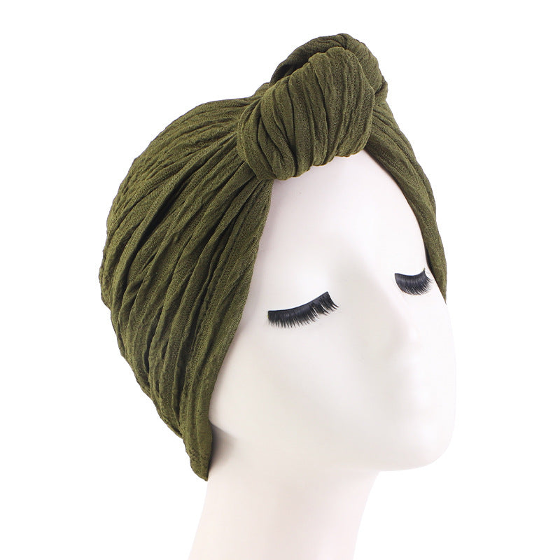 European and American popular knotted headscarf cap ethnic style toe cap headscarf pleated Indian hat JDT-421A