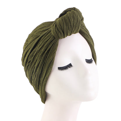 European and American popular knotted headscarf cap ethnic style toe cap headscarf pleated Indian hat JDT-421A