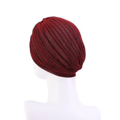 Ethnic Bright Silk Turban Hat Indian Hat Baotou Hat Chemotherapy Hat