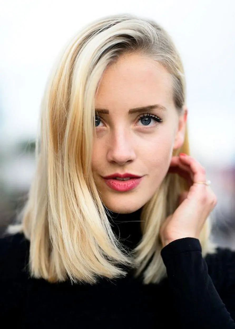 Bob Hairstyle Natural Straight Natural Color Human Hair Lace Front Wigs 14 Inches